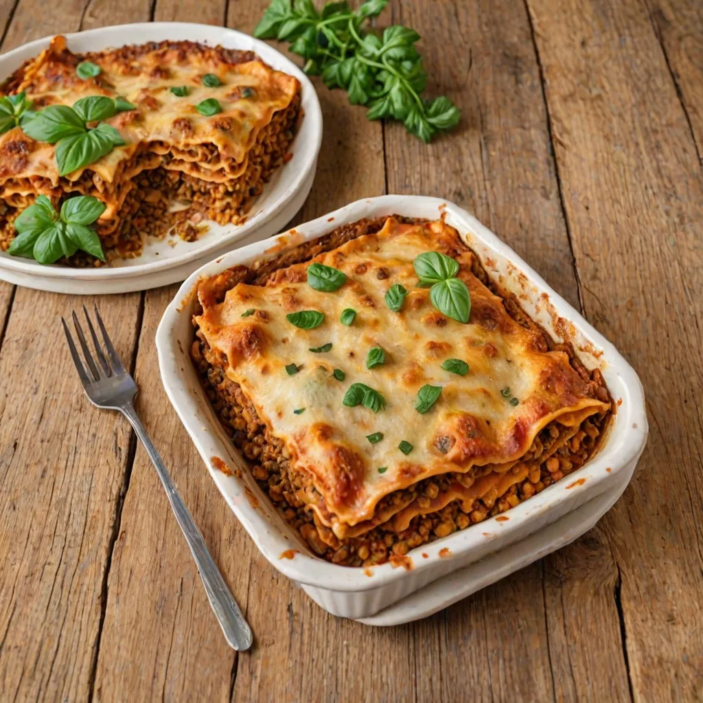 Wegańska lasagne z soczewicą