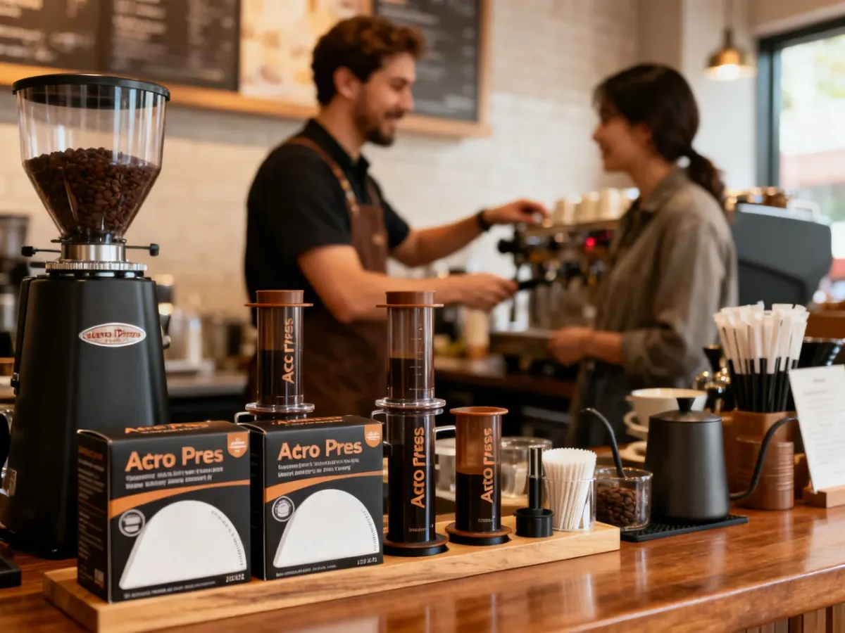 AeroPress urządzenia i akcesoria prezentowane w specjalistycznym sklepie z kawą