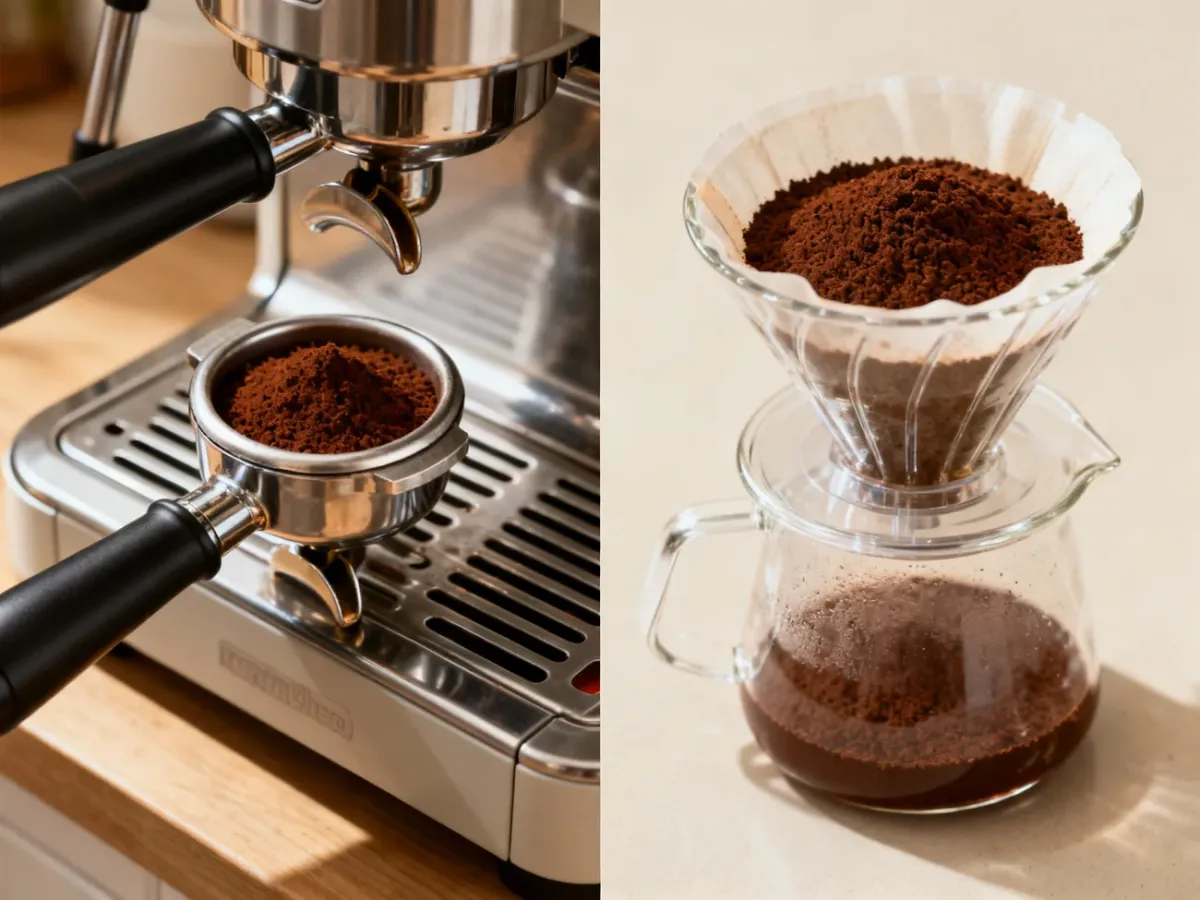 Porównanie młynka i przemiału do espresso oraz kawy przelewowej