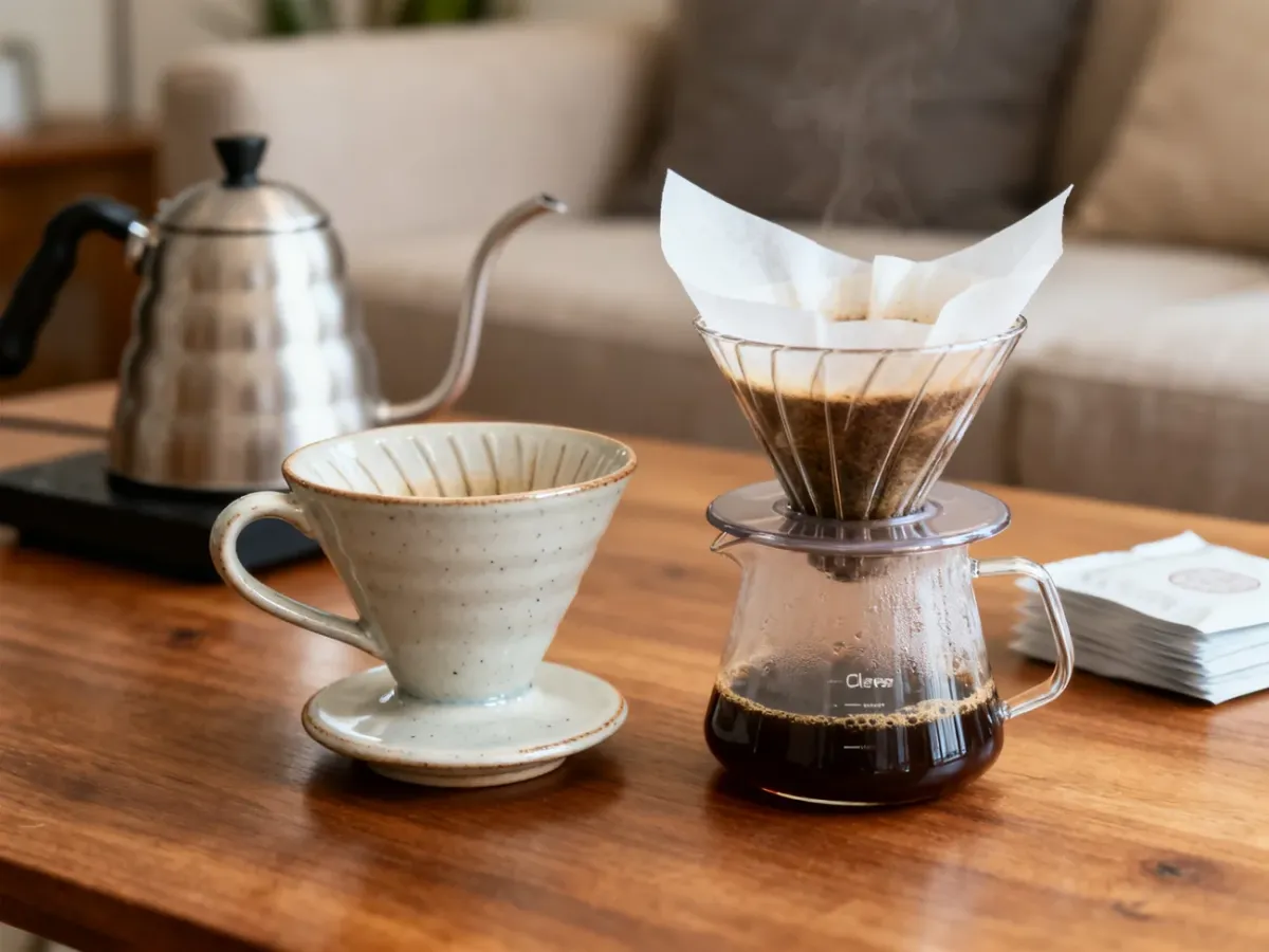 Zaparzacz V60 i Clever Dripper z akcesoriami do kawy przelewowej