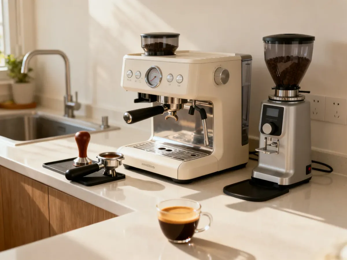 Zestaw do espresso dla początkującego z ekspresem kolbowym i młynkiem żarnowym