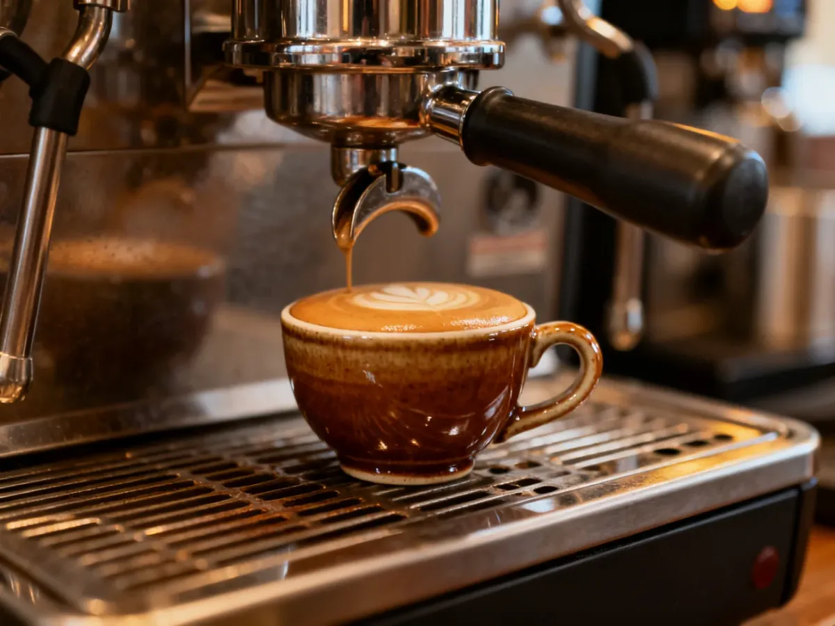 Podwójne espresso doppio z gęstą orzechową cremą